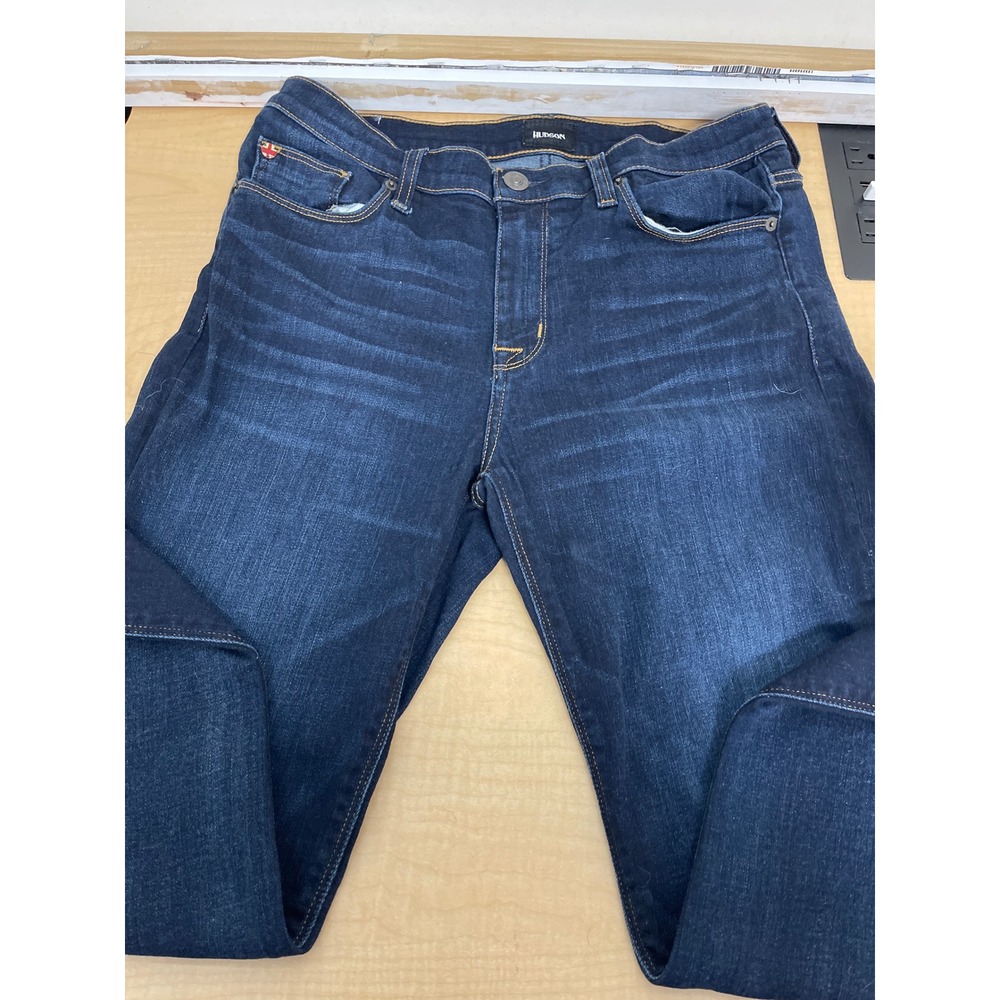 Hudson Jeans Mens Size 31 Dark Wash Whiskered Stretch Denim Five Pocket Pants